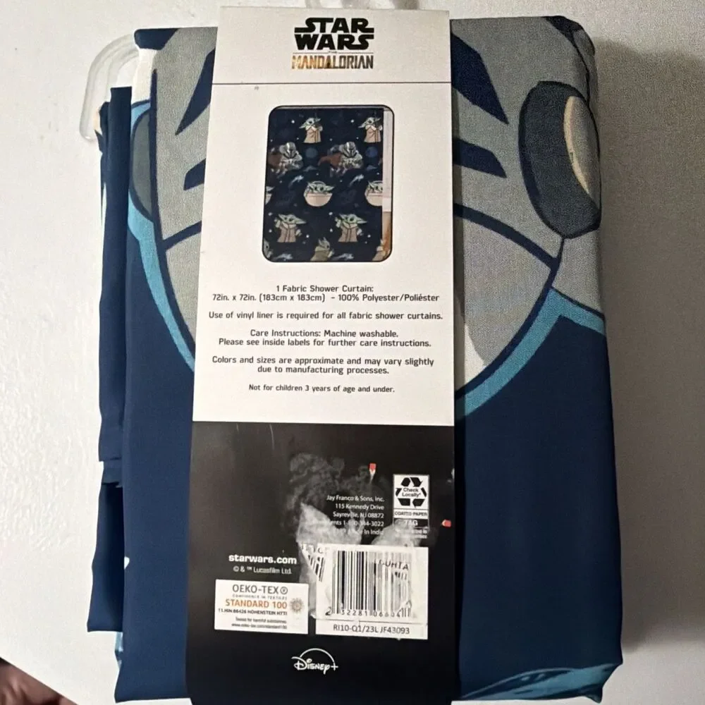 Star Wars Mandalorian Baby Child Yoda Rotary Fabric Shower Curtain 72in x 72in